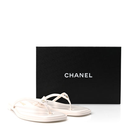 Chanel Goatskin CC Times Square Thong Sandals 38 White 10 of 10