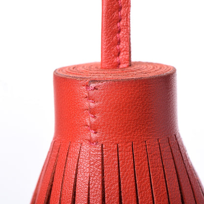 Hermes Lambskin Carmen Tassel Key Holder Rouge Indienne 5 of 6