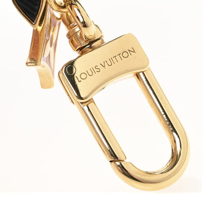 Louis Vuitton Brass Enamel Fleur De Monogram Bag Charm Chain Gold 3 of 4