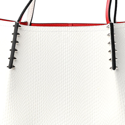 Christian Louboutin Calfskin Lizard Embossed Spikes East West Cabata Tote White 11 of 11