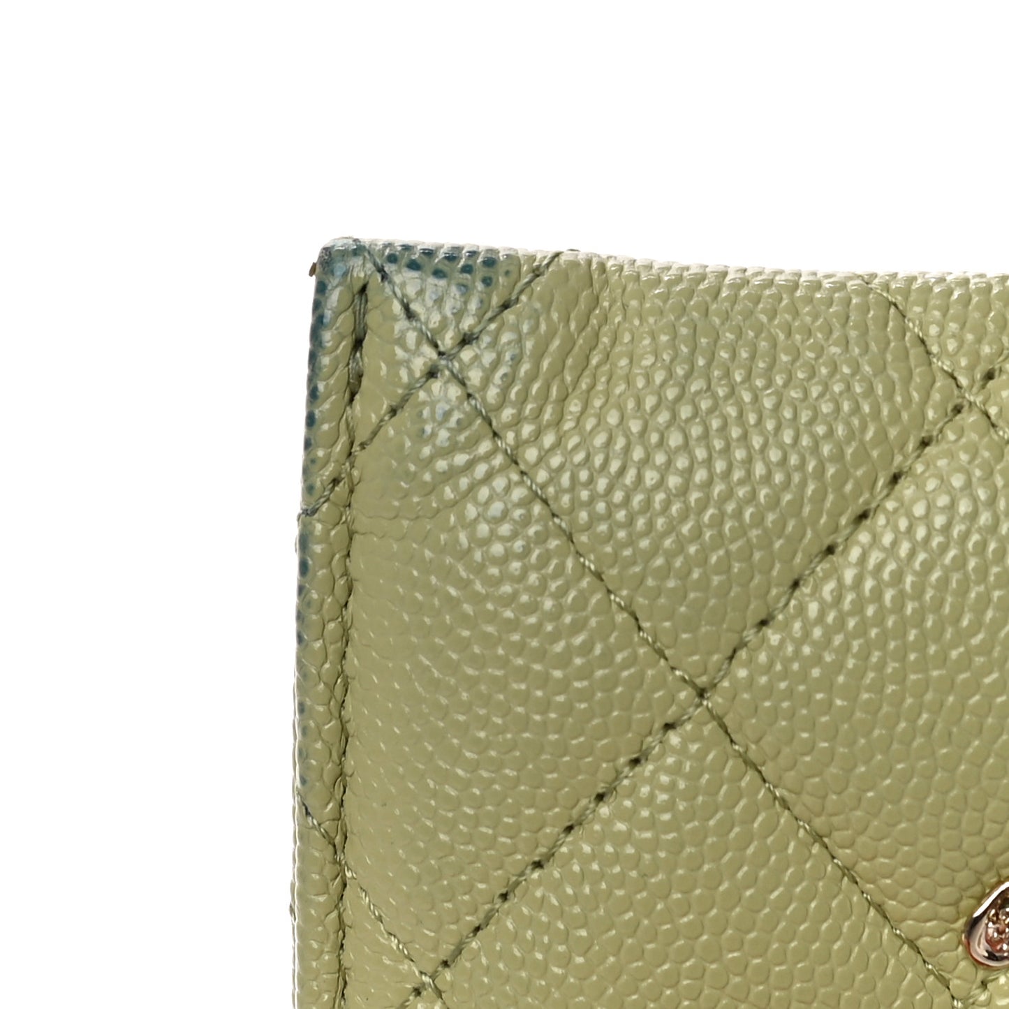 Caviar Quilted French New Wave Card Holder Light Green