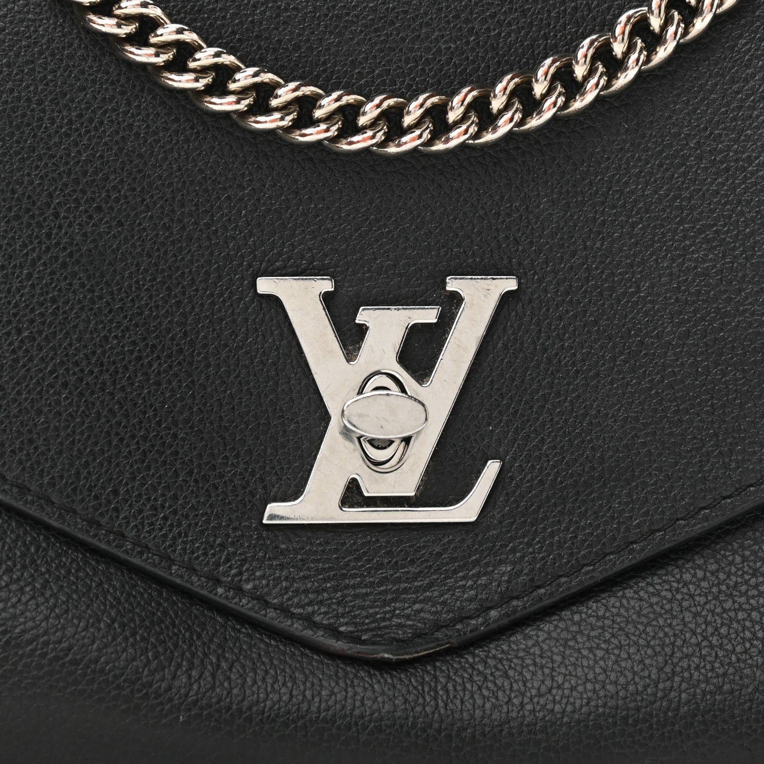 Louis Vuitton Soft Calfskin Mylockme Chain Bag BB Black 8 of 15
