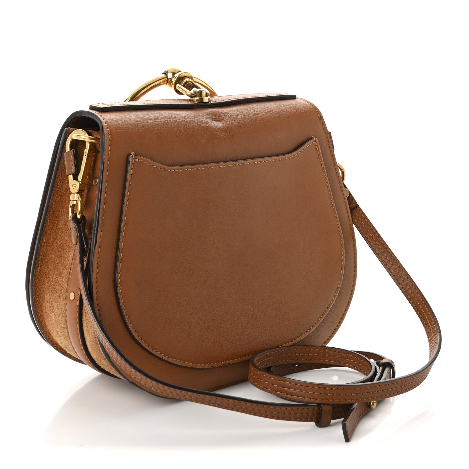 Chloe Calfskin Suede Medium Nile Bracelet Bag Caramel 3 of 9