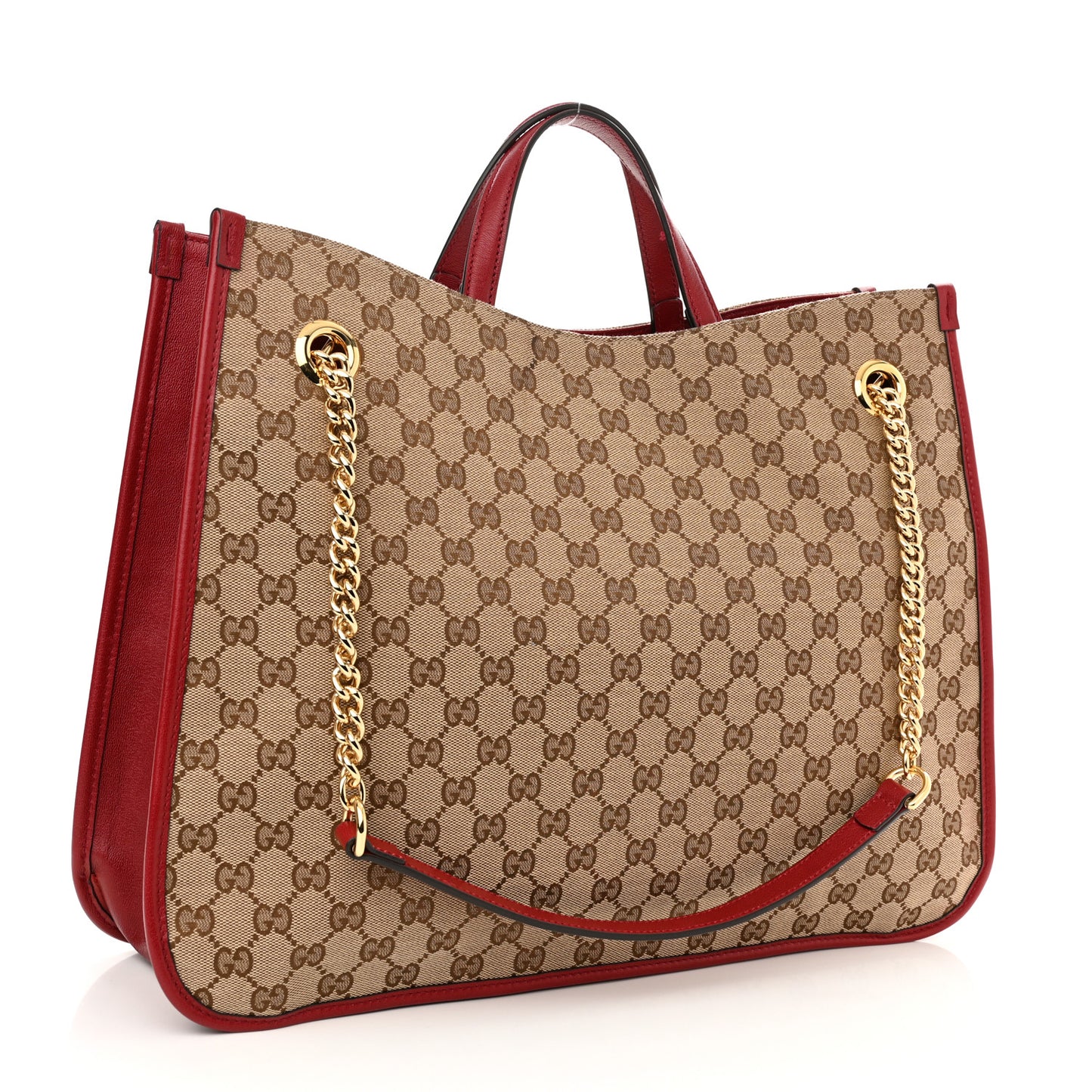 Monogram New Sakai Calfskin Lux Large Horsebit 1955 Tote Bag Beige Ebony New Cherry Red
