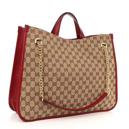 Gucci Monogram New Sakai Calfskin Lux Large Horsebit 1955 Tote Bag Beige Ebony New Cherry Red 3 of 11