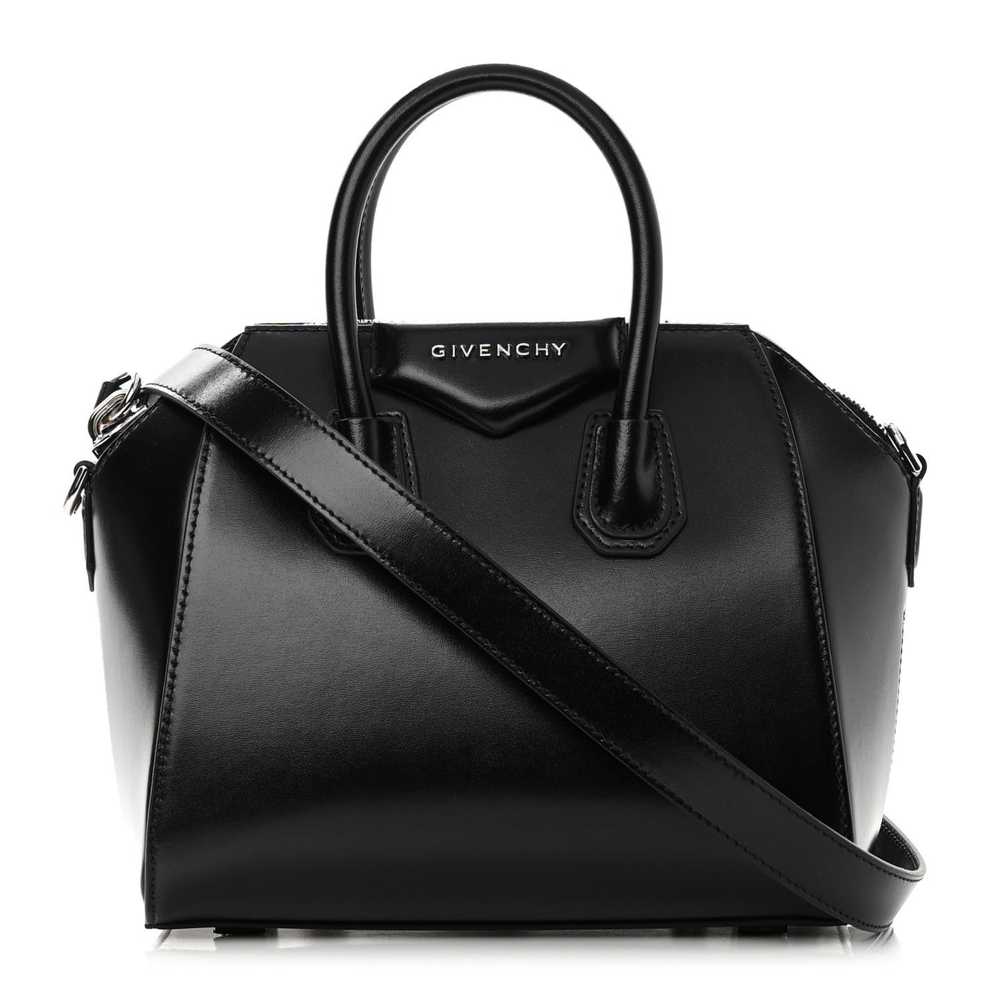 Shiny Lord Calfskin Mini Antigona Black