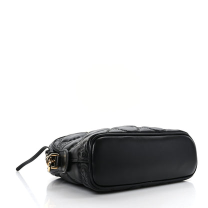 Gucci Calfskin GG Matelasse Small Dome Shoulder Bag Black Natural 4 of 8