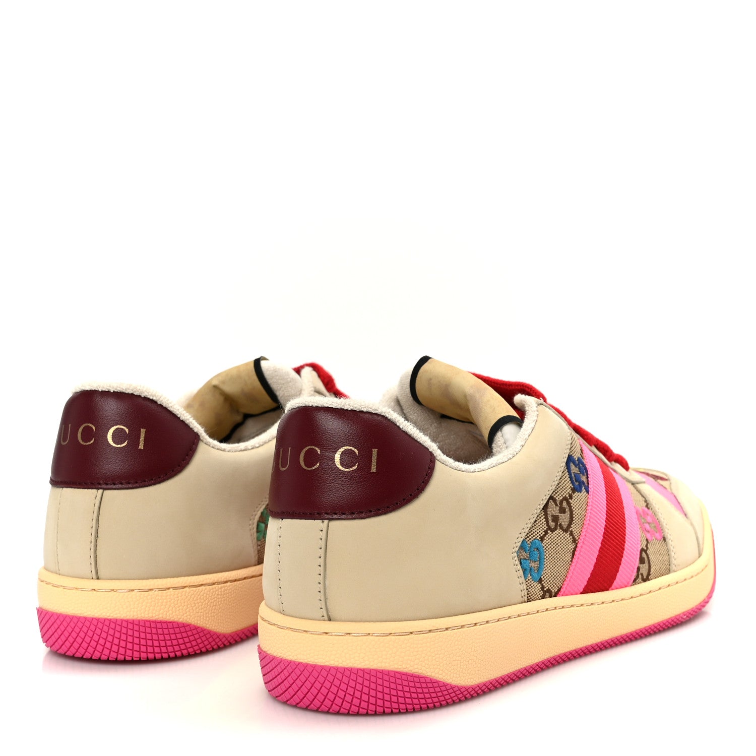 Gucci New Canvas GG Miro Soft Web Screener Sneakers 41 Pink Beige Multicolor 5 of 10