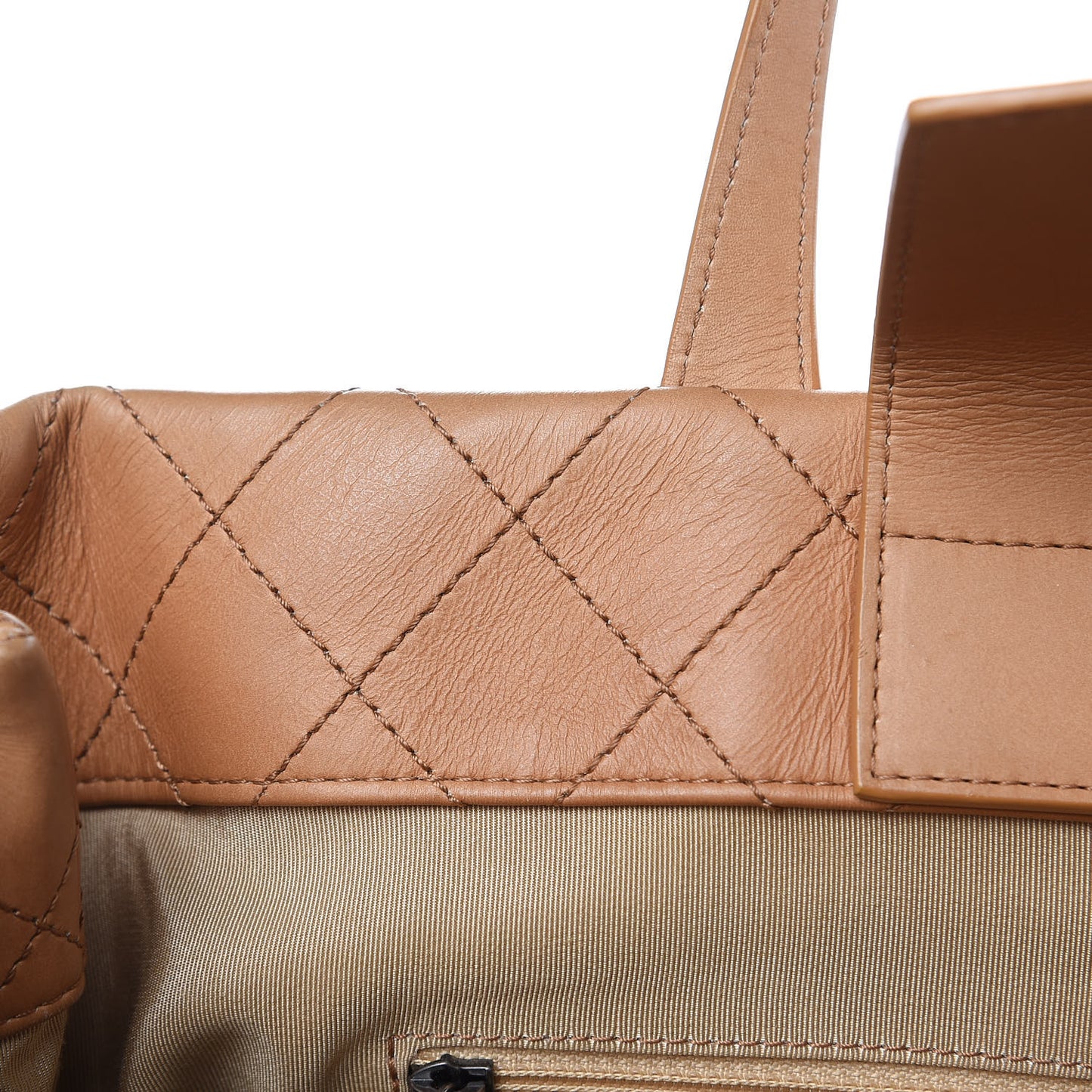 Calfskin Quilted Large Easy Shopping Tote Dark Beige