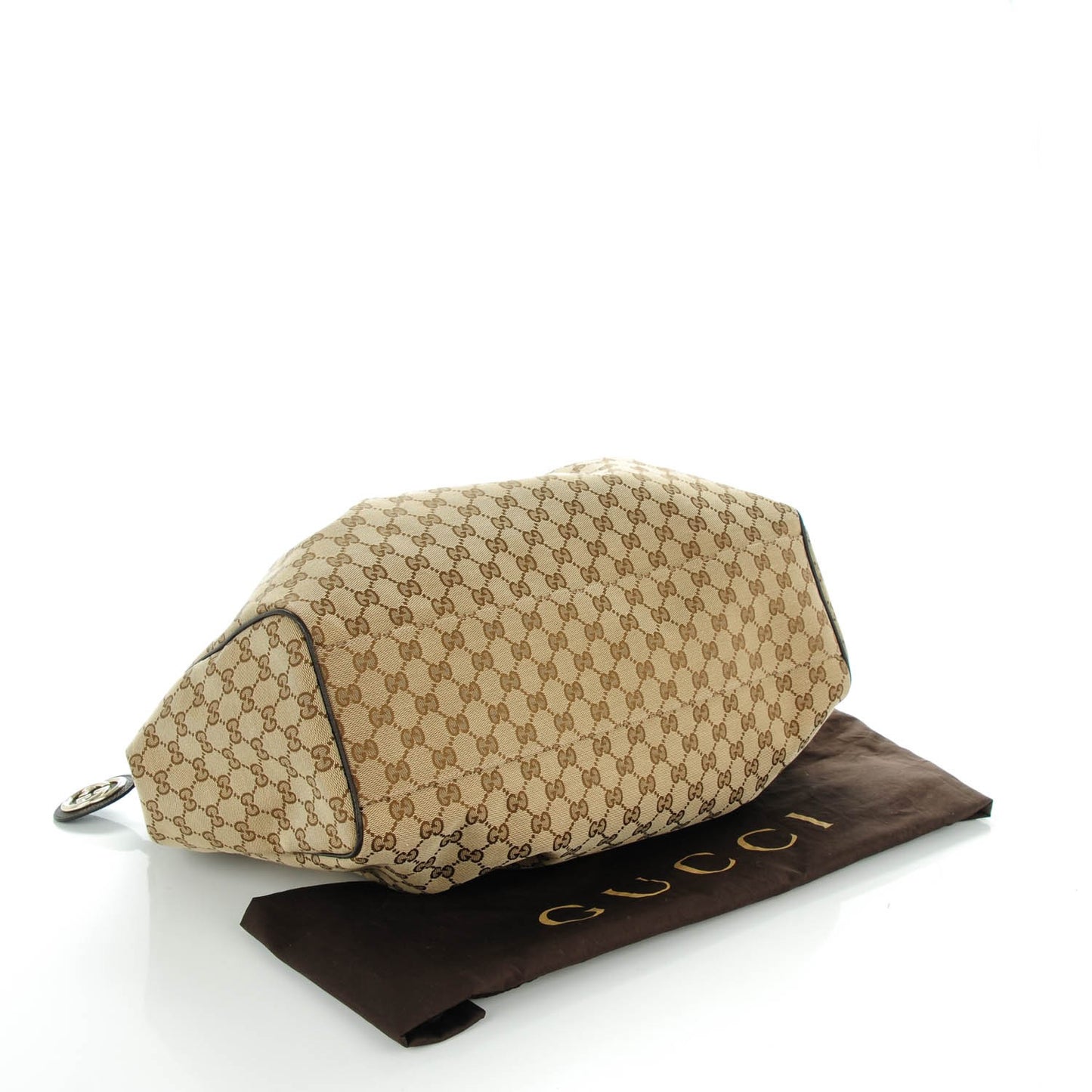 Monogram Dollar Calfskin Large Sukey Tote Beige Ebony Testa di Moro