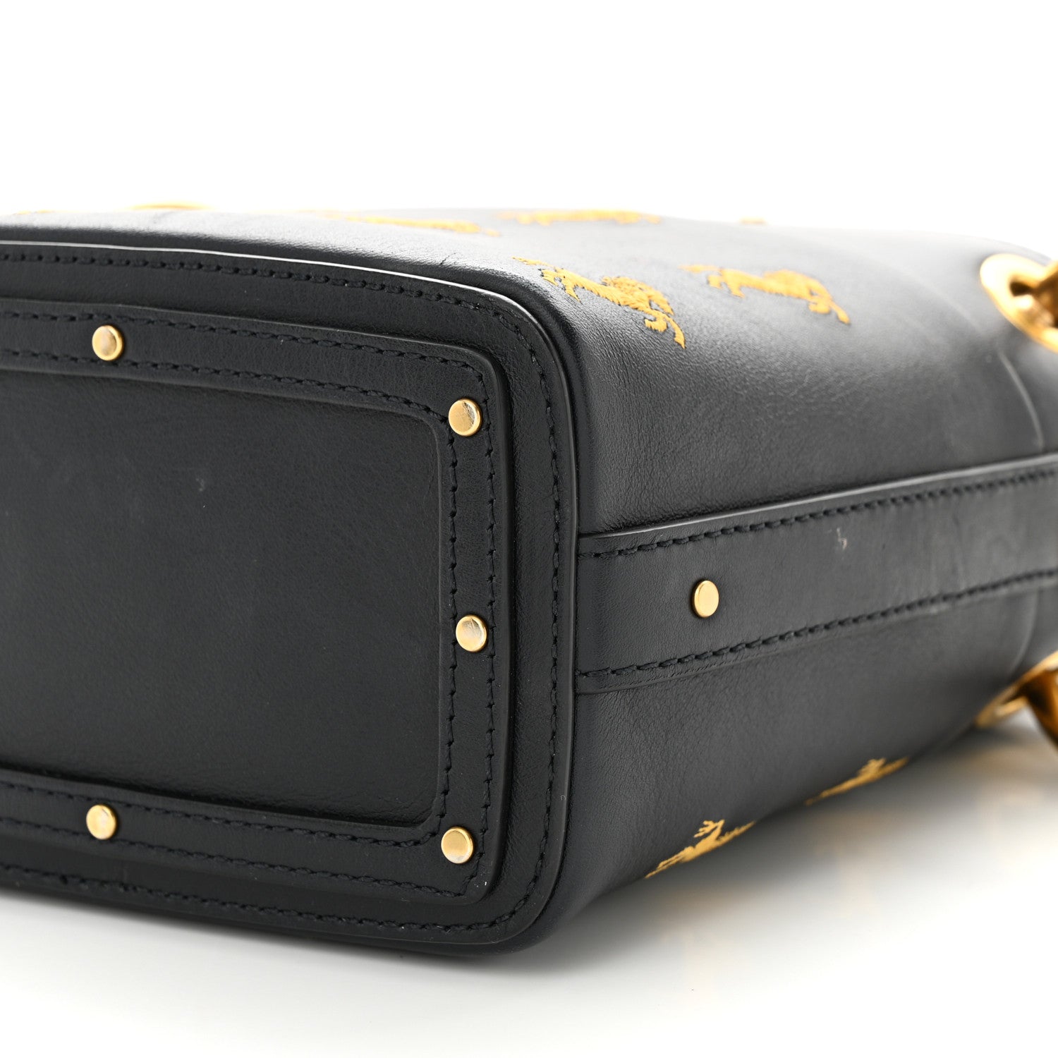 Chloe Smooth Calfskin Little Horses Embroidered Mini Roy Bucket Bag Full Blue 10 of 13