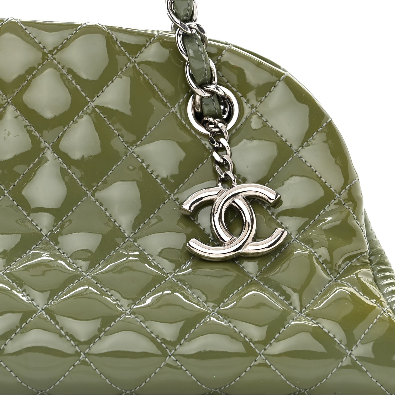 Chanel Patent Quilted Medium Just Mademoiselle Green 9 of 12