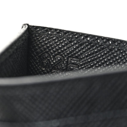 Prada Saffiano Triangle Card Holder Black 8 of 8