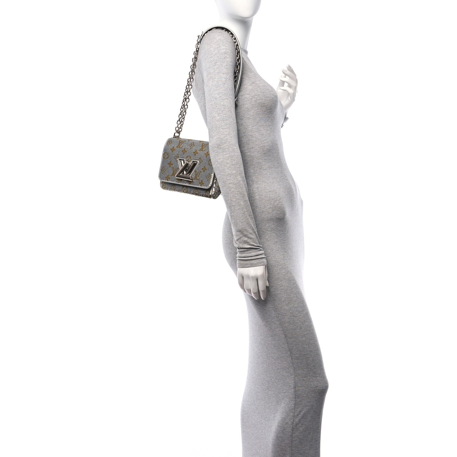 Louis Vuitton Sequins Monogram Twist Shoulder Bag PM Gold Silver