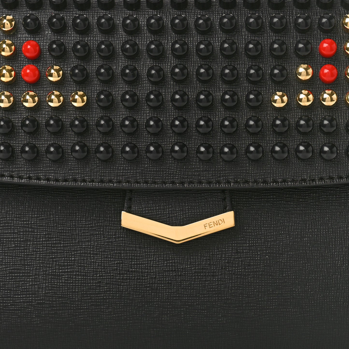 Vitello Elite Studded Monster Mini Demi Jour Shoulder Bag Black