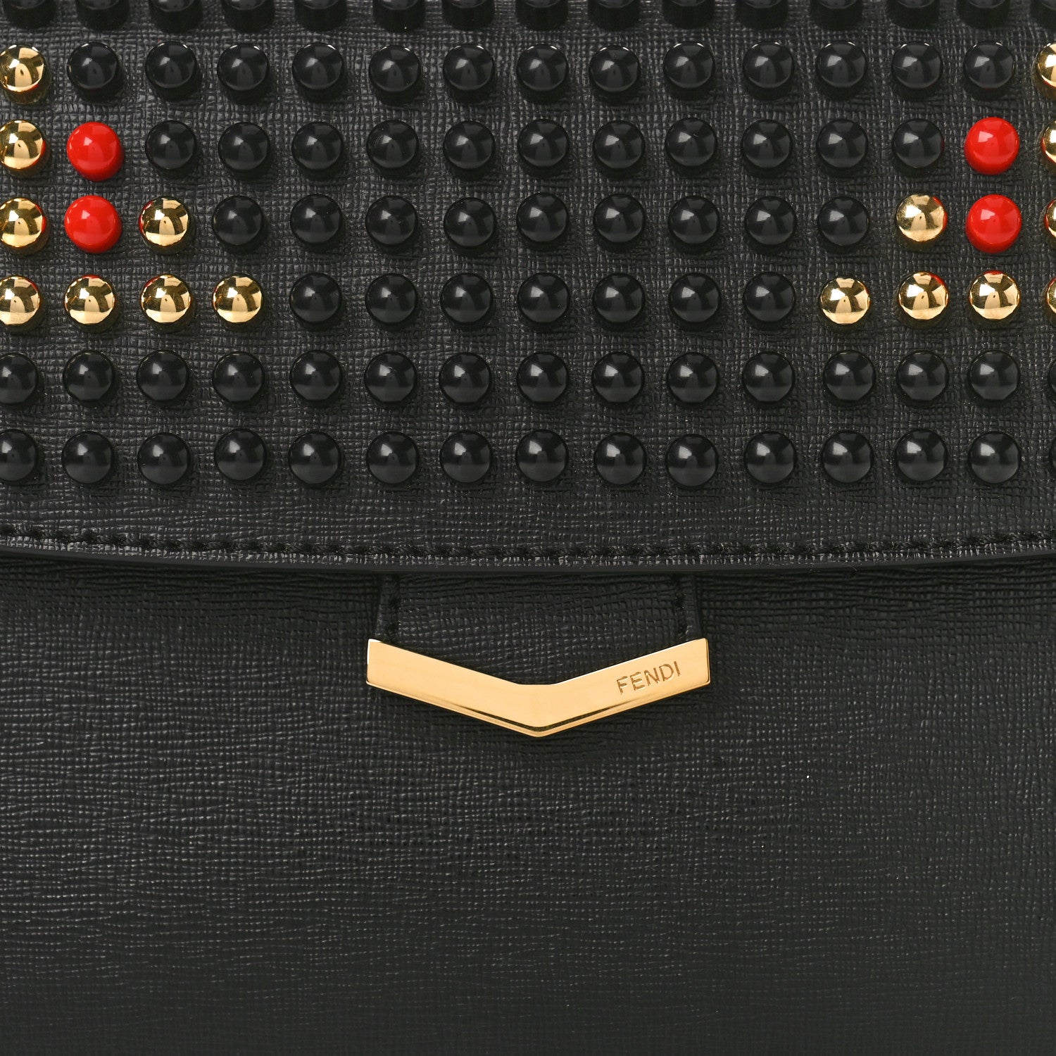 Fendi Vitello Elite Studded Monster Mini Demi Jour Shoulder Bag Black 8 of 10