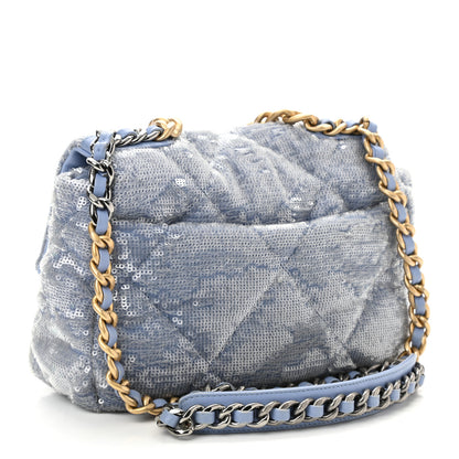 Chanel Sequin Quilted Medium Chanel 19 Flap Light Blue 3 of 10