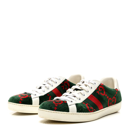 Gucci Covered Wool Big GG Monogram Mens Sneakers 8.5 Green Red 3 of 10