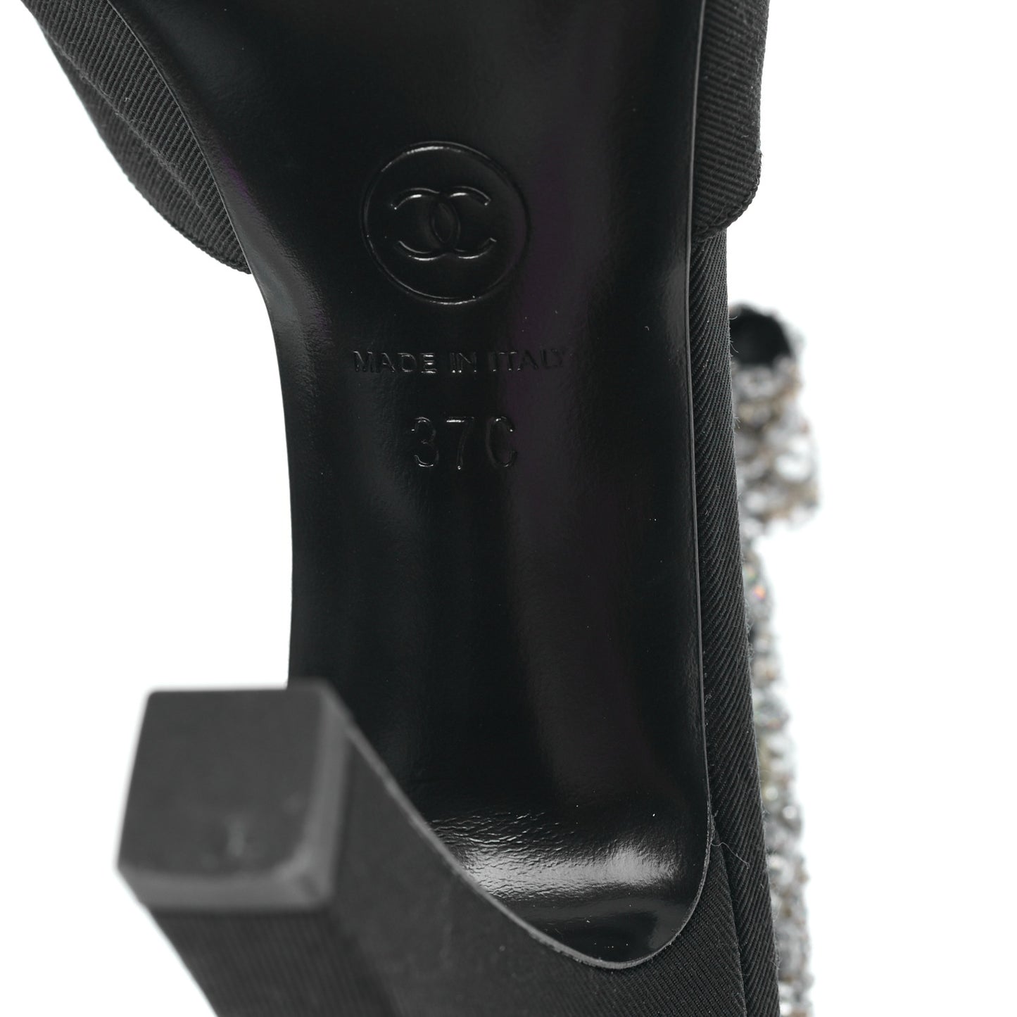 Crosgrain Patent Cap Toe Bow Crystal Pumps 37 Black