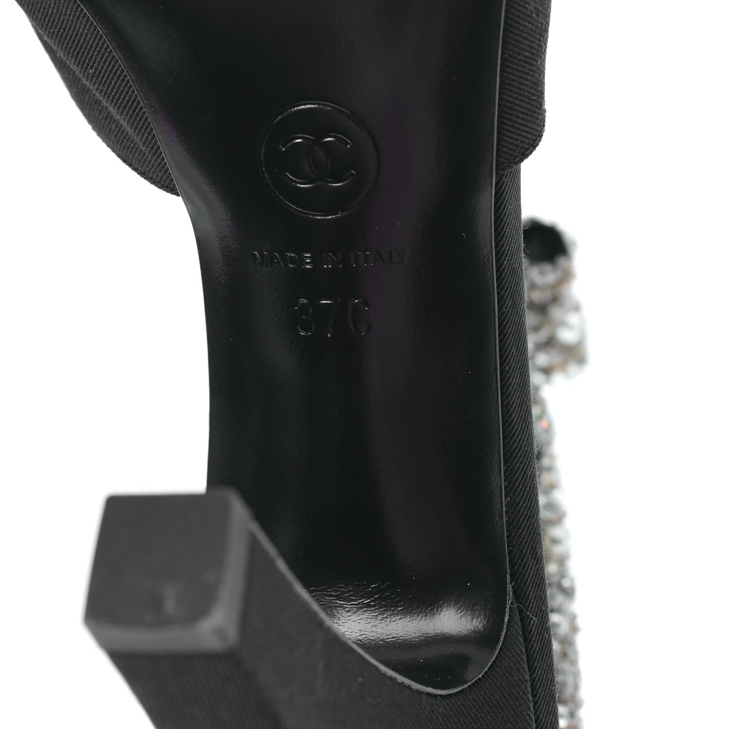 Chanel Crosgrain Patent Cap Toe Bow Crystal Pumps 37 Black 6 of 8