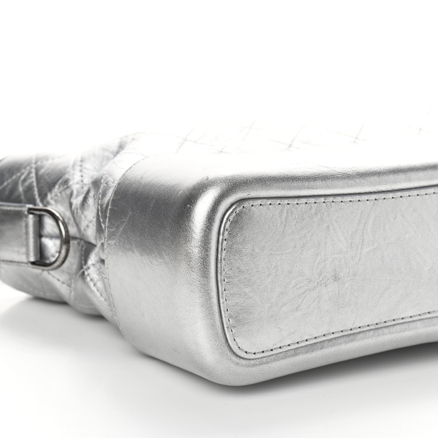 Metallic Lambskin Calfskin Quilted Medium Gabrielle Hobo Silver