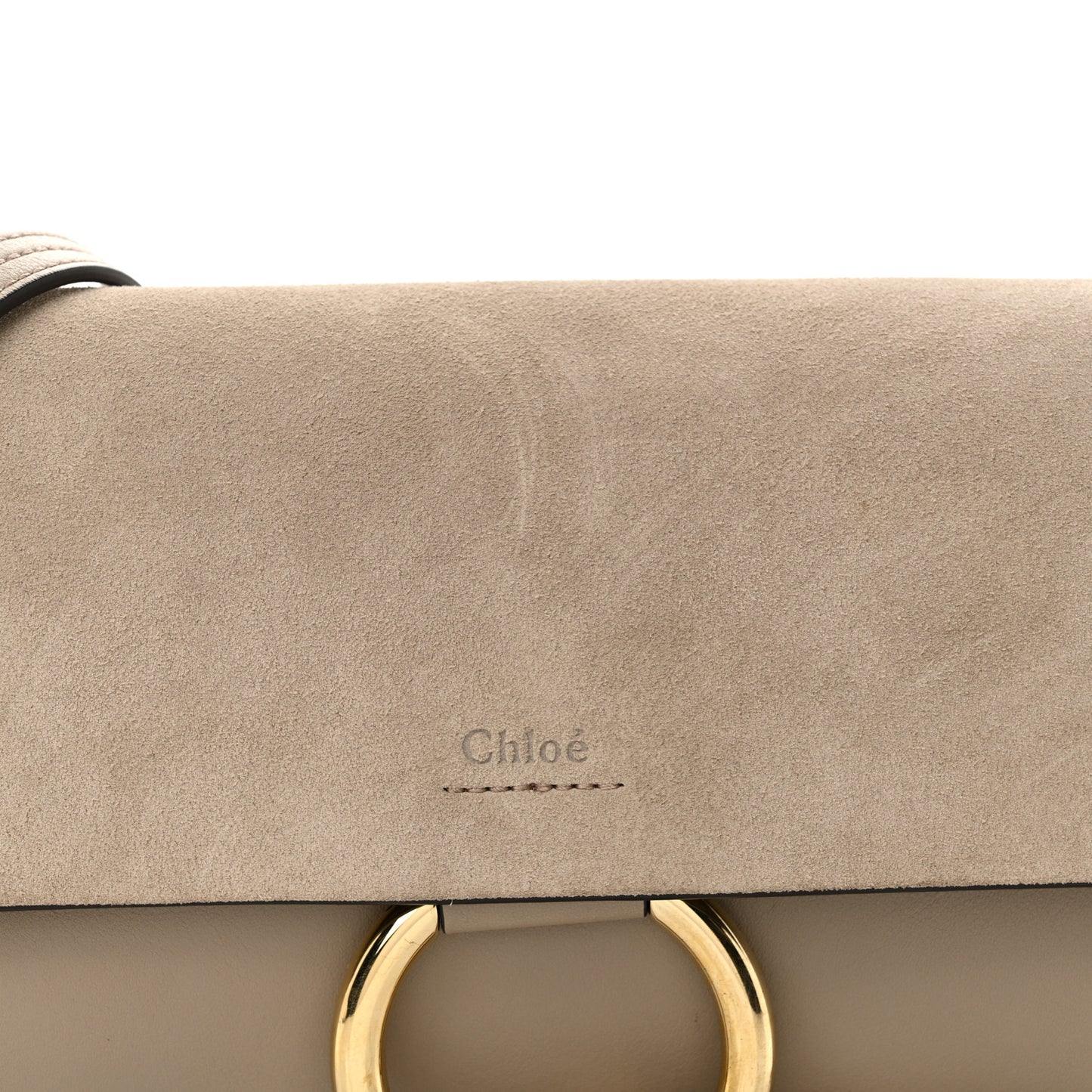 Suede Calfskin Small Faye Shoulder Bag Motty Grey