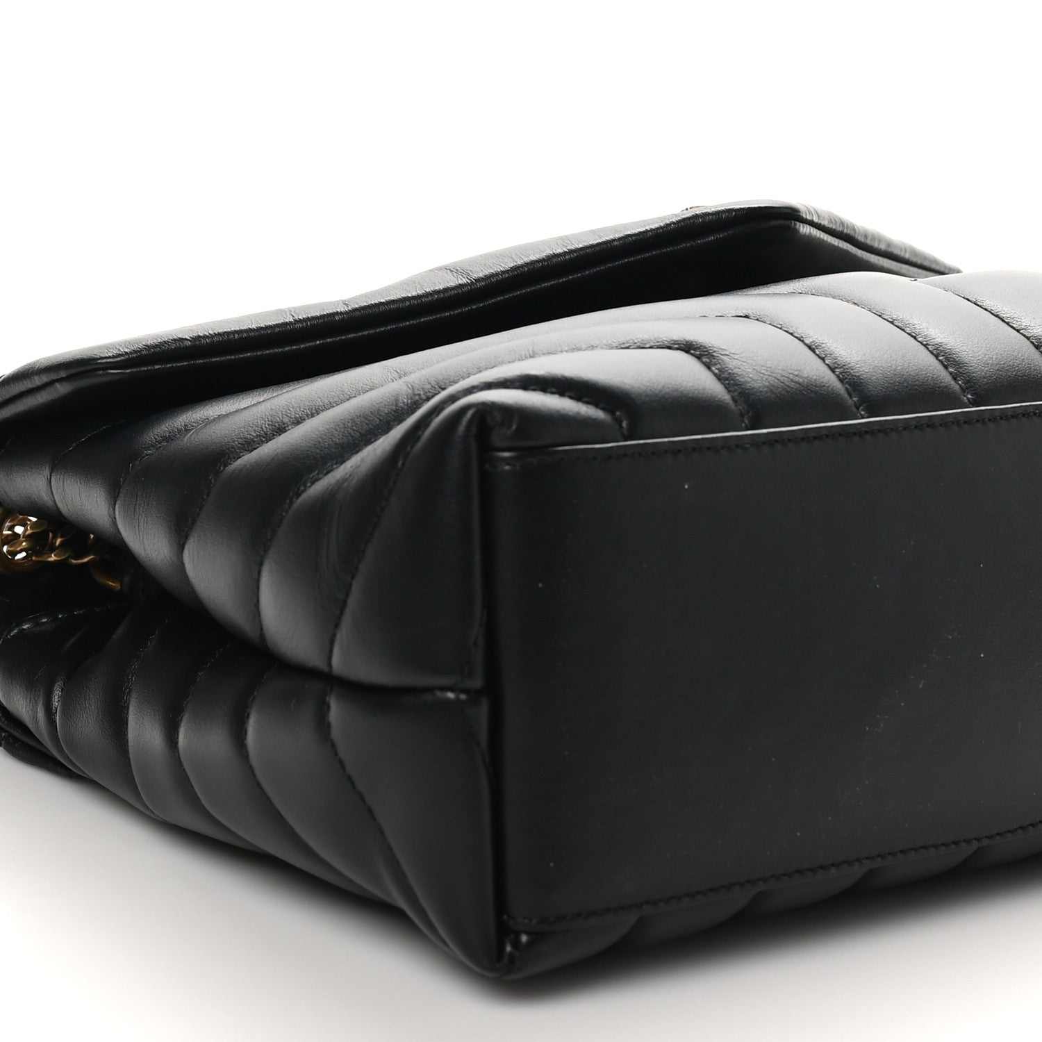 Saint Laurent Calfskin Y Quilted Monogram Small Loulou Chain Satchel Black 9 of 10