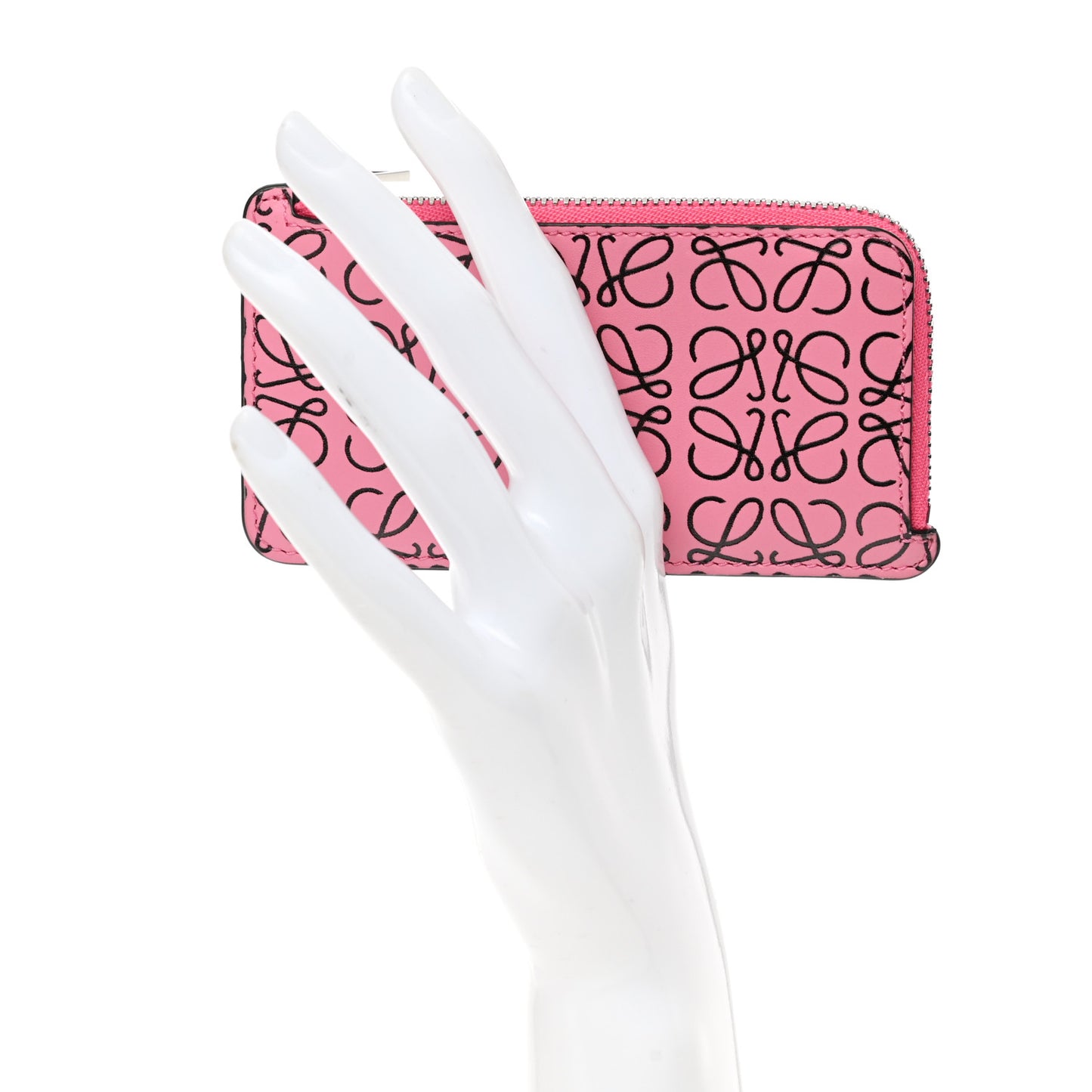 Calfskin Anagram Coin Card Holder Wild Rose
