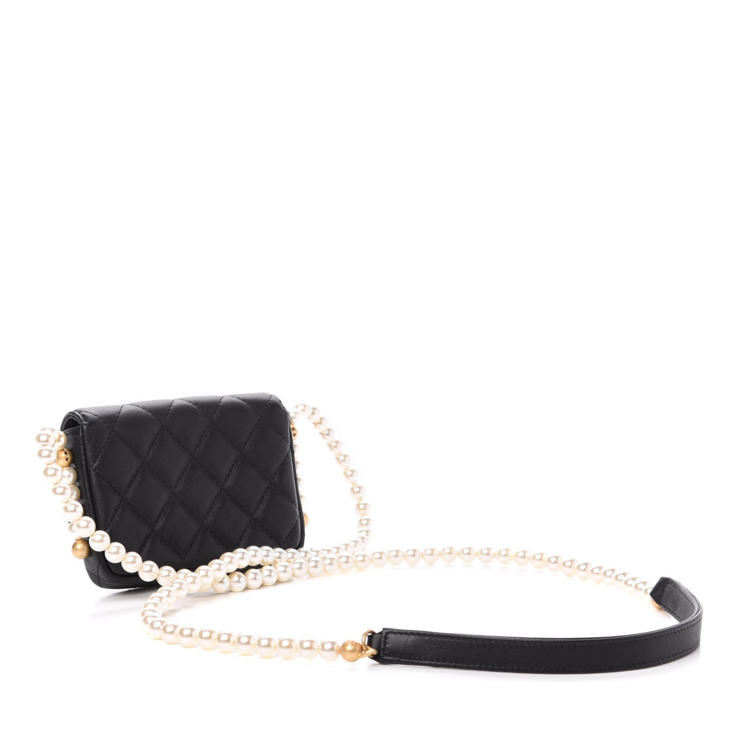 Chanel Calfskin Quilted About Pearls Card Holder Flap With Chain Black 3 of 11