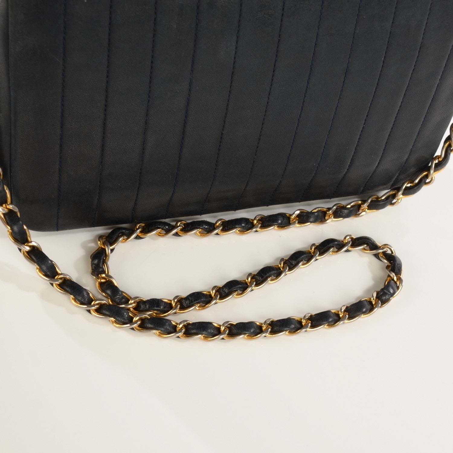 Chanel Lambskin Vertical Quilted Small Single Flap Navy Blue 10 of 10