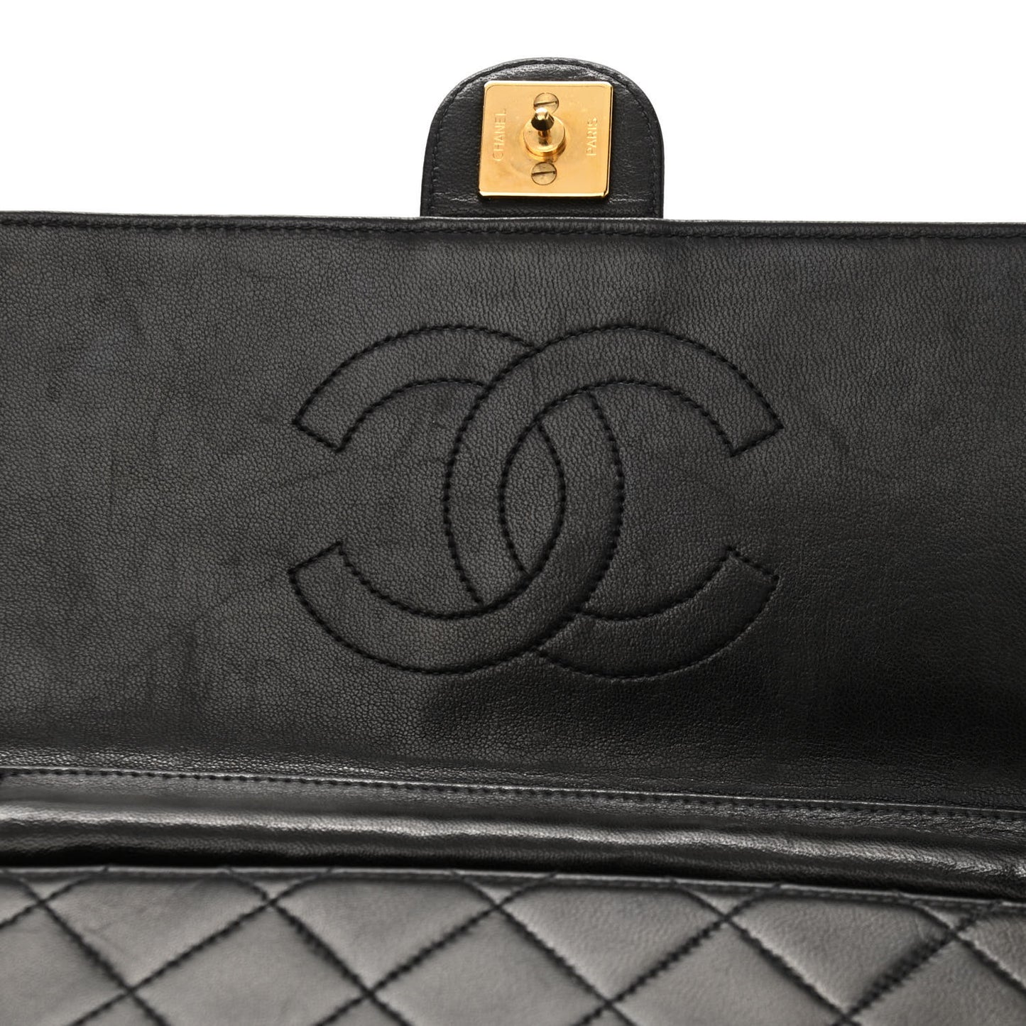 Lambskin Quilted Medium Single Flap Black
