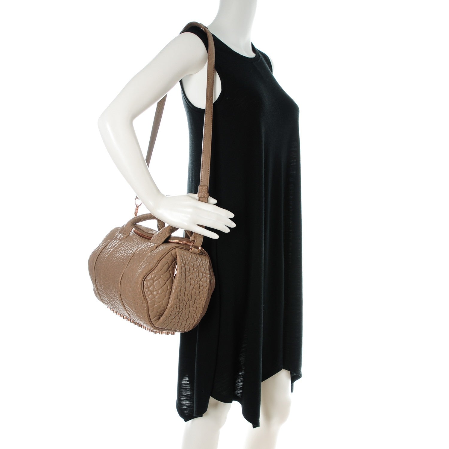 Alexander Wang Pebbled Lambskin Rockie Latte Rose Gold Hardware 2 of 8