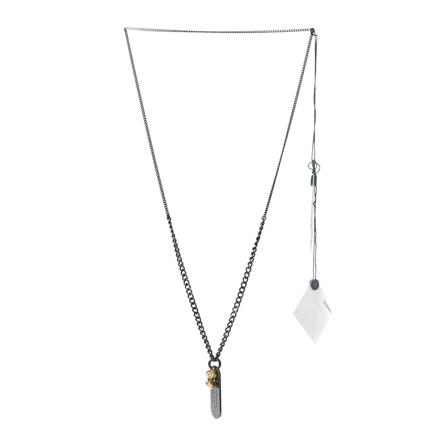 Ruthenium ID Dog Tag Charm Necklace Silver Gold
