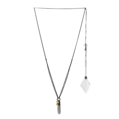 Chanel Ruthenium ID Dog Tag Charm Necklace Silver Gold 3 of 5