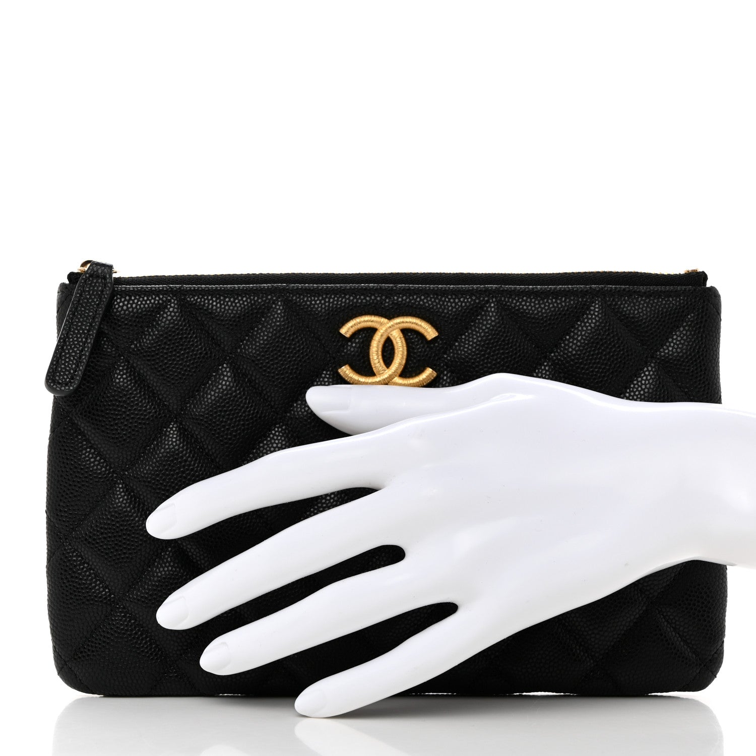 Chanel Caviar Quilted Small CC Cosmetic Case Black 2 of 7