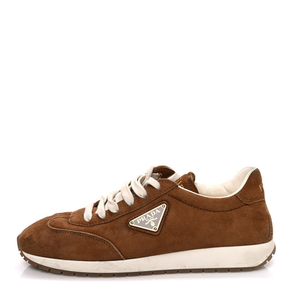 Prada Suede Logo Womens Low Top Sneakers 36.5 Cocoa Brown 1 of 10