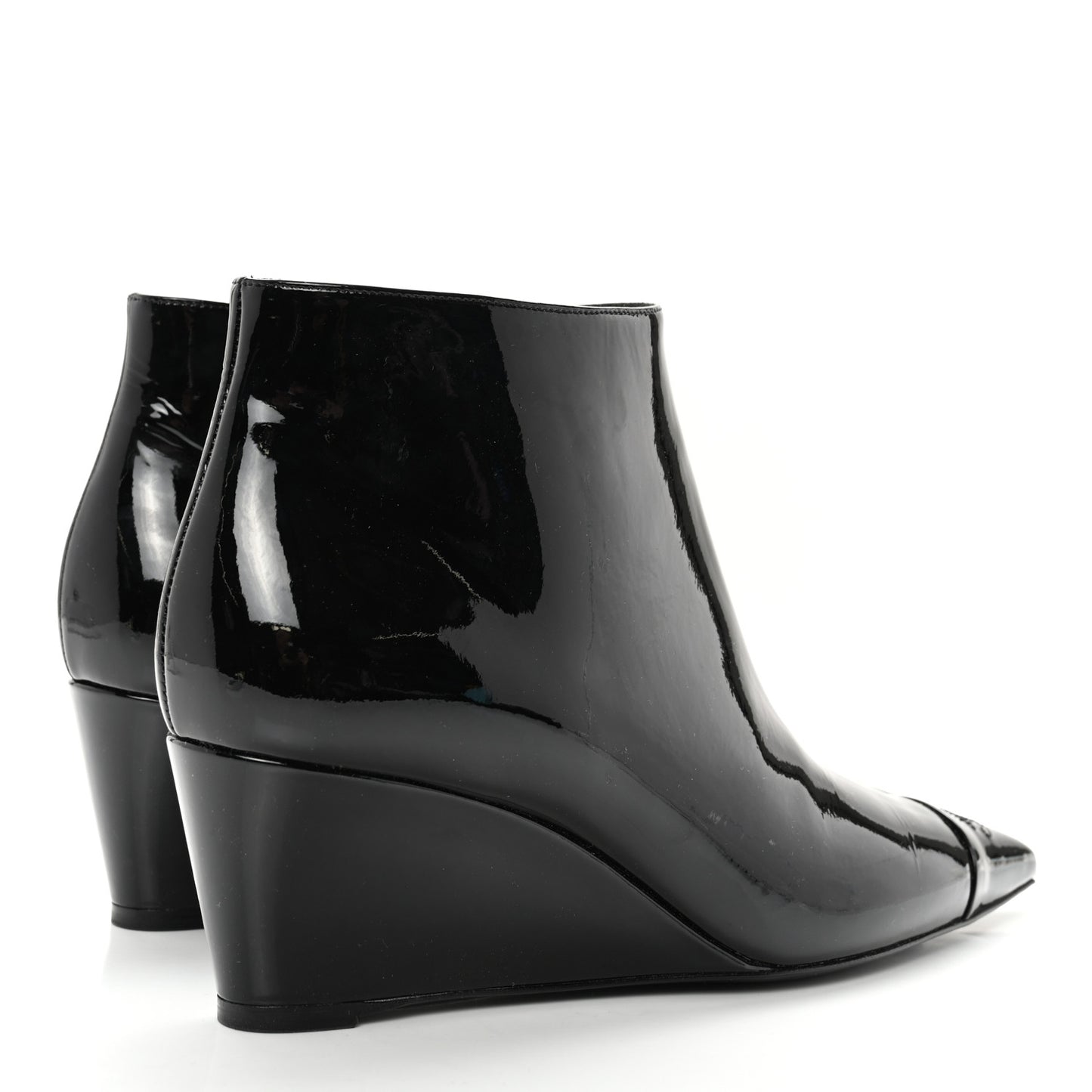 Patent Wedge Ankle Boots 39 Black