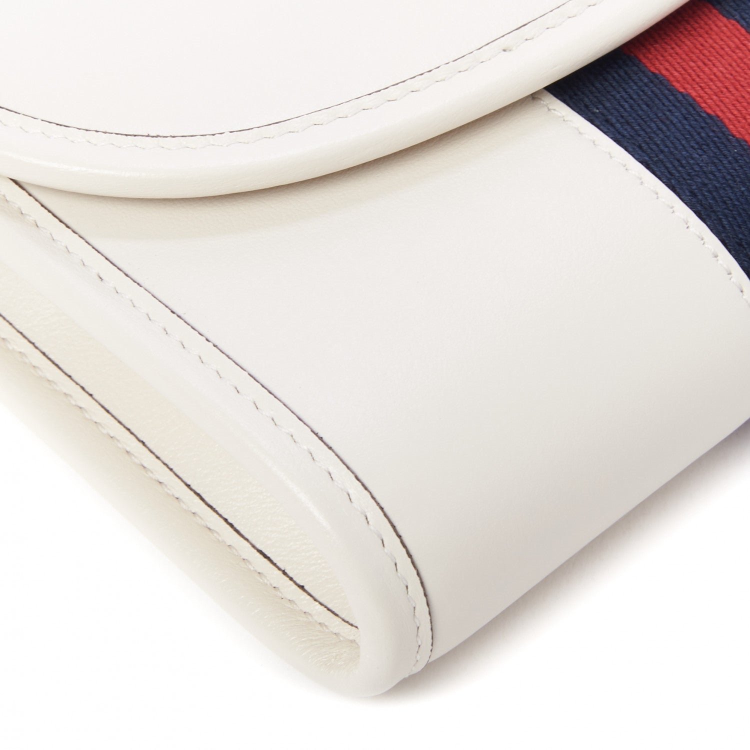 Gucci Textured Calfskin Web Mini Rajah Slim Flap Shoulder Bag Mystic White 6 of 10