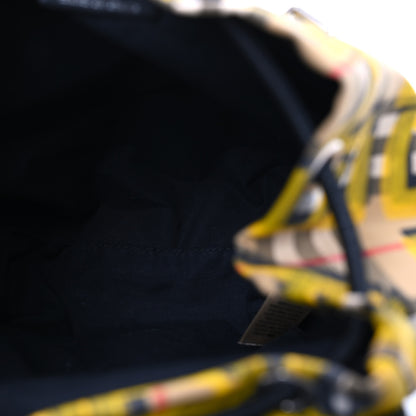 Burberry Calfskin Vintage Check Graffiti Print Small Rucksack Backpack Yellow 5 of 13