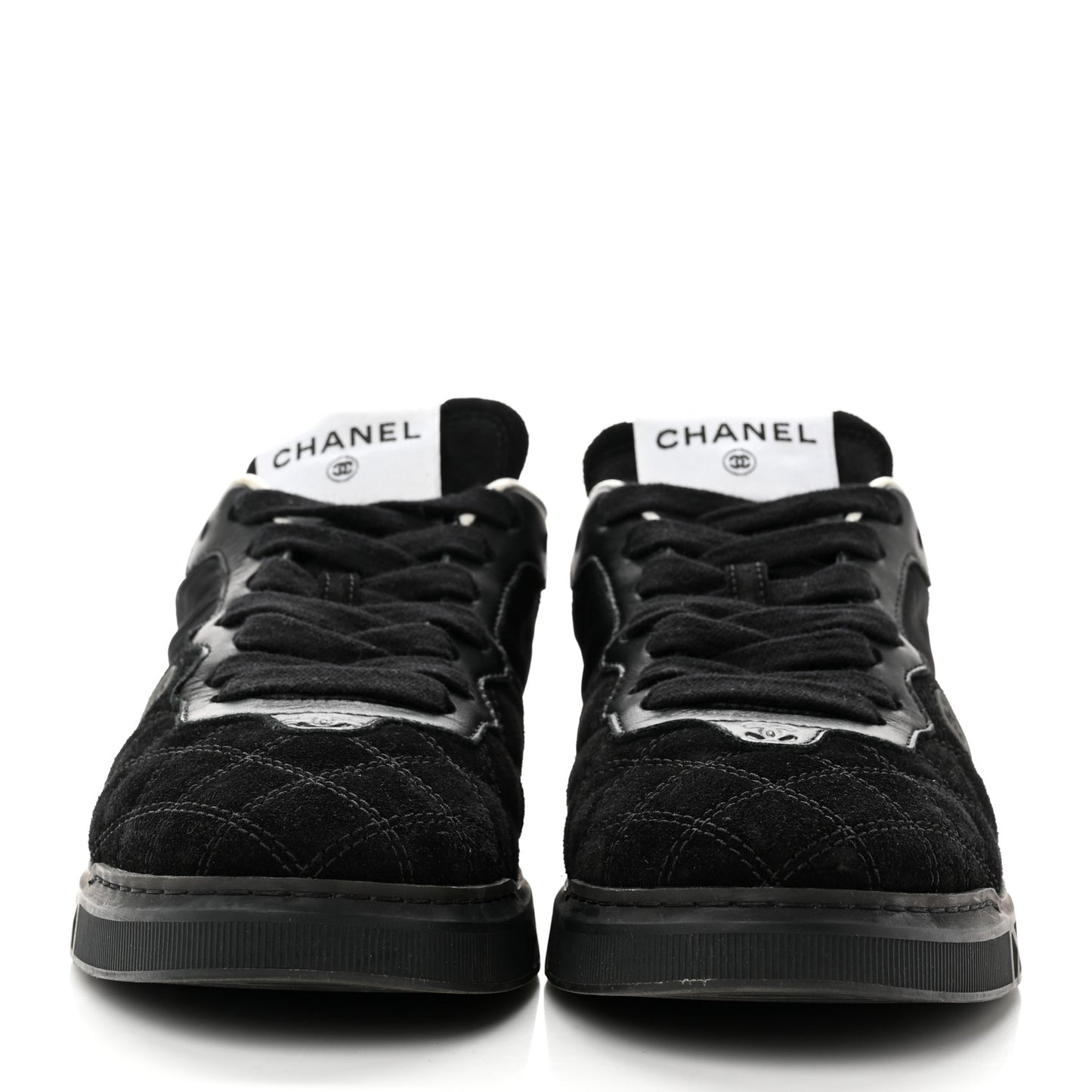 Suede Calfskin Quilted Sneakers 37 Black