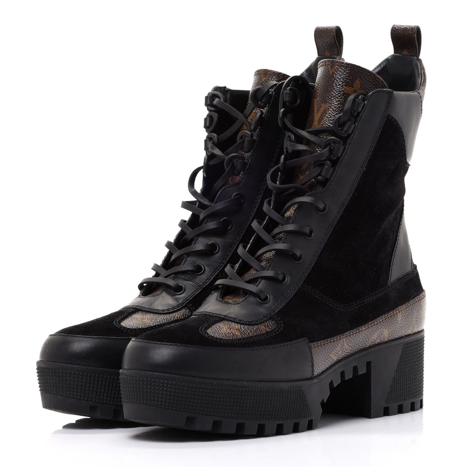 Louis Vuitton Suede Calfskin Monogram Laureate Platform Desert Boots 40 Black 3 of 8