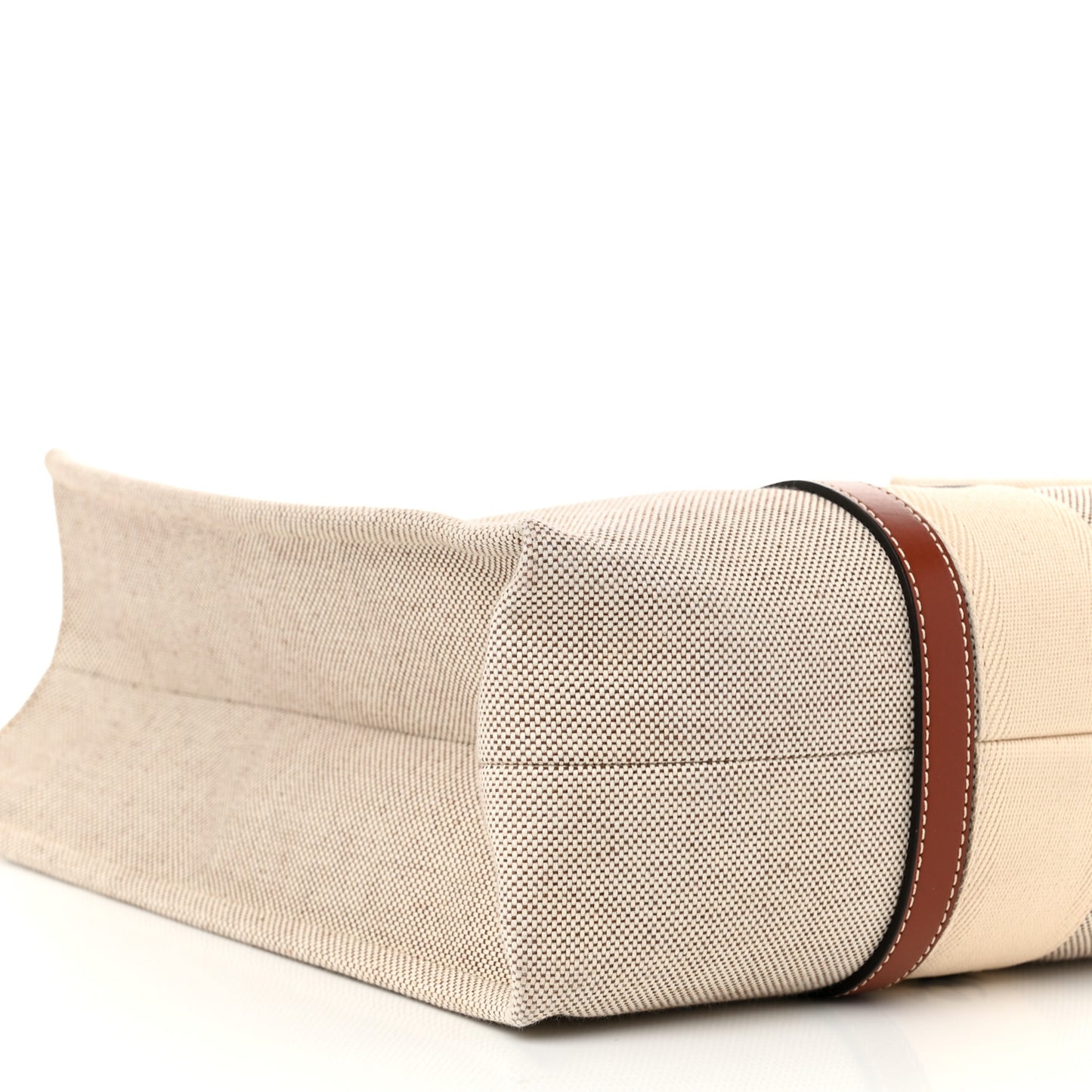 Cotton Calfskin Large Woody Ribbon Tote White Brown