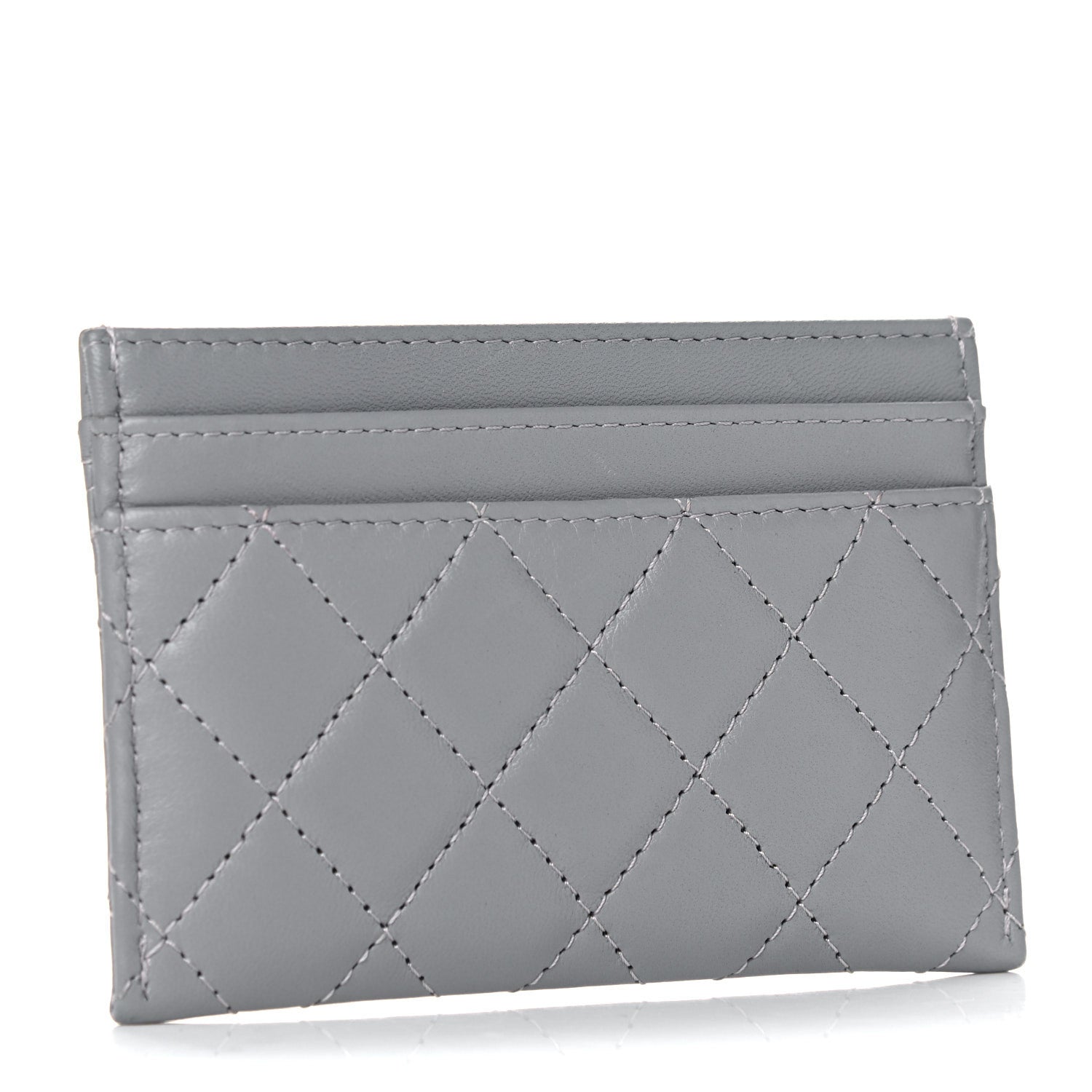 Chanel Lambskin Quilted Boy Card Holder Grey 3 of 12