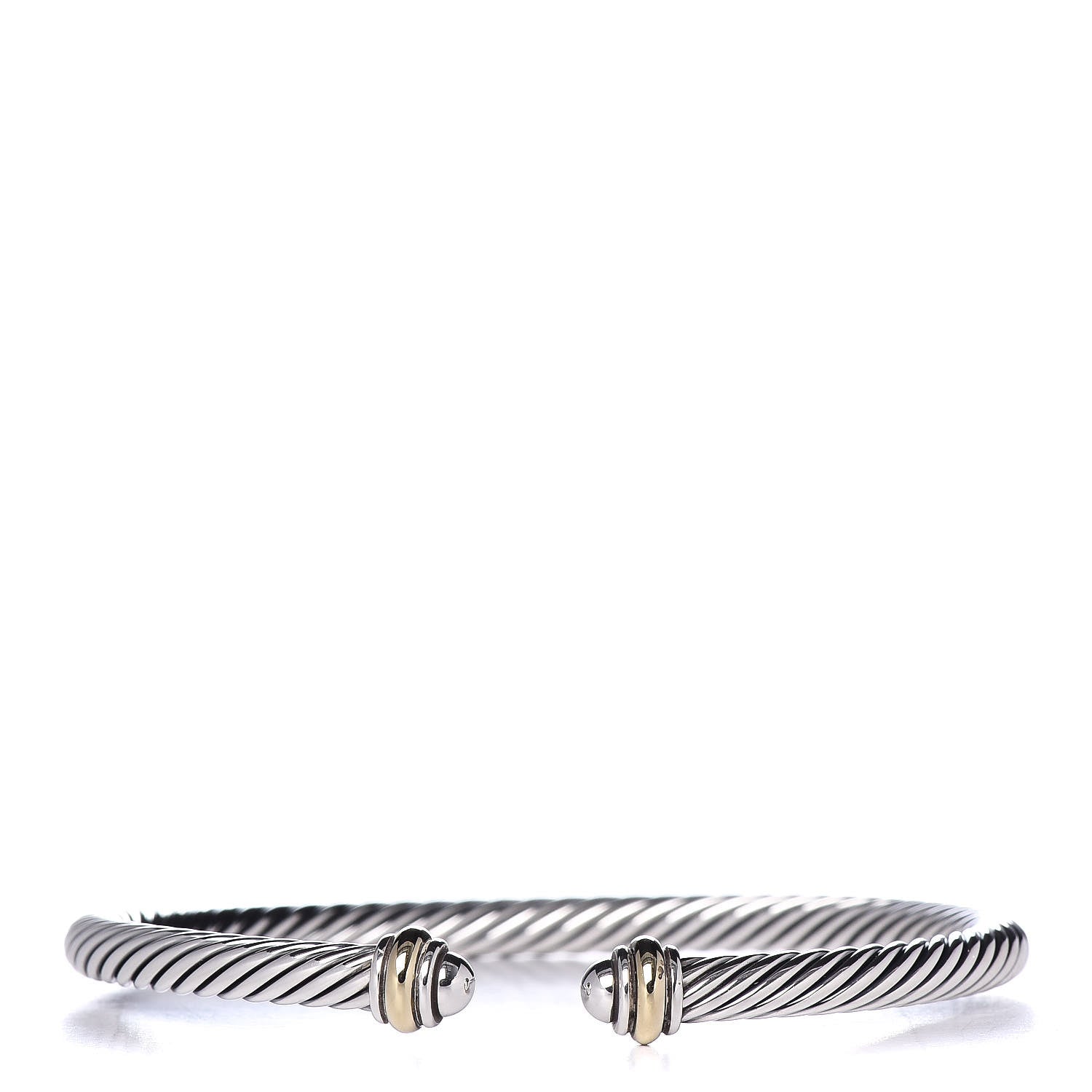 David Yurman Sterling Silver 18K Yellow Gold 4mm Cable Classics Bracelet 1 of 4
