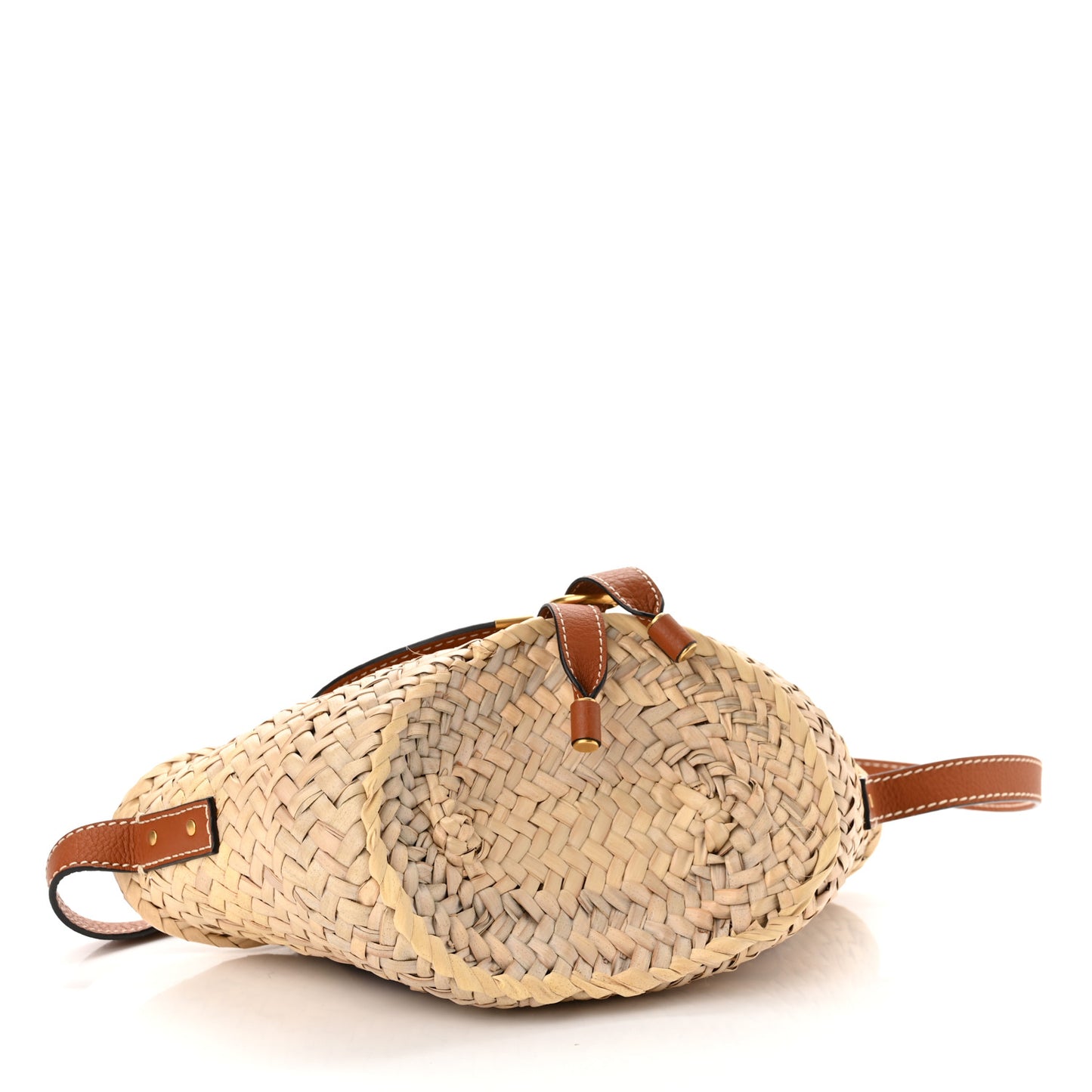 Raffia Calfskin Marcie Basket Tan