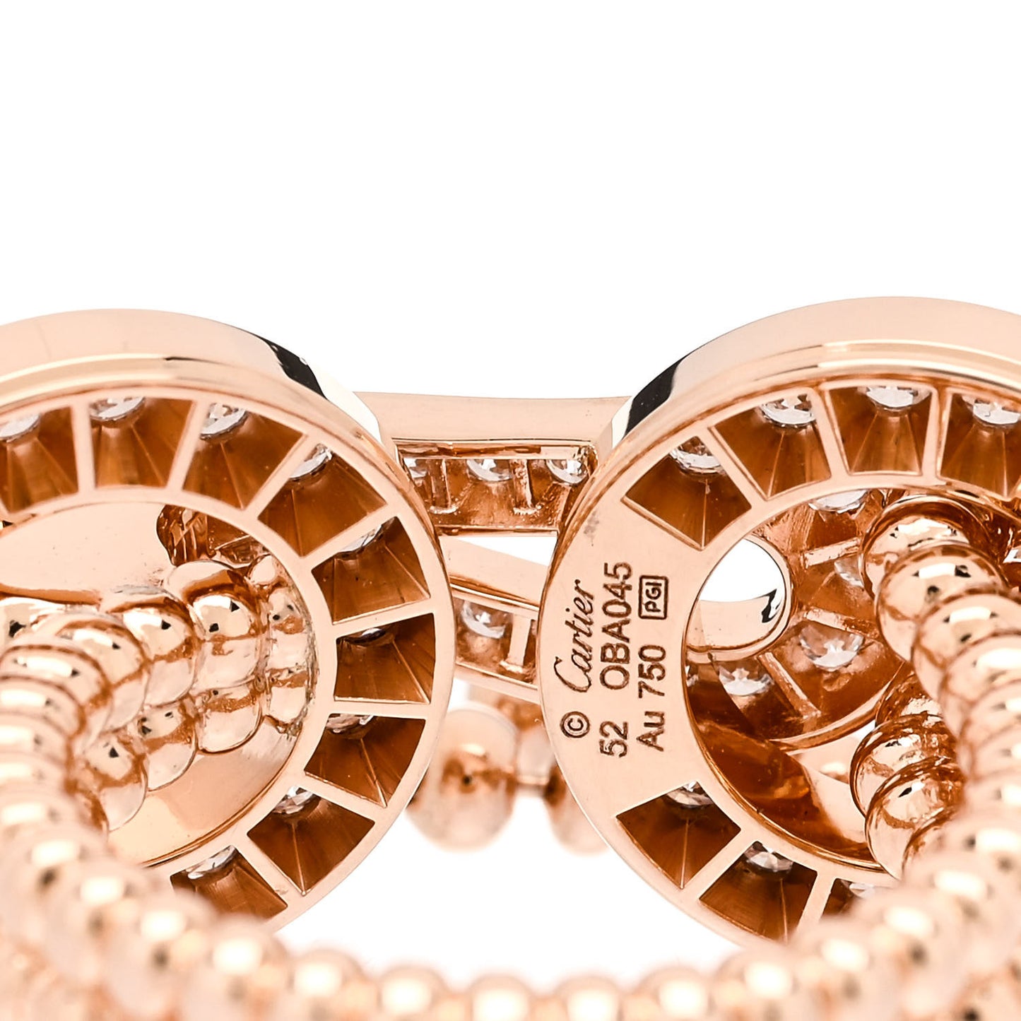 18K Pink Gold Diamond Agrafe Ring 52 6