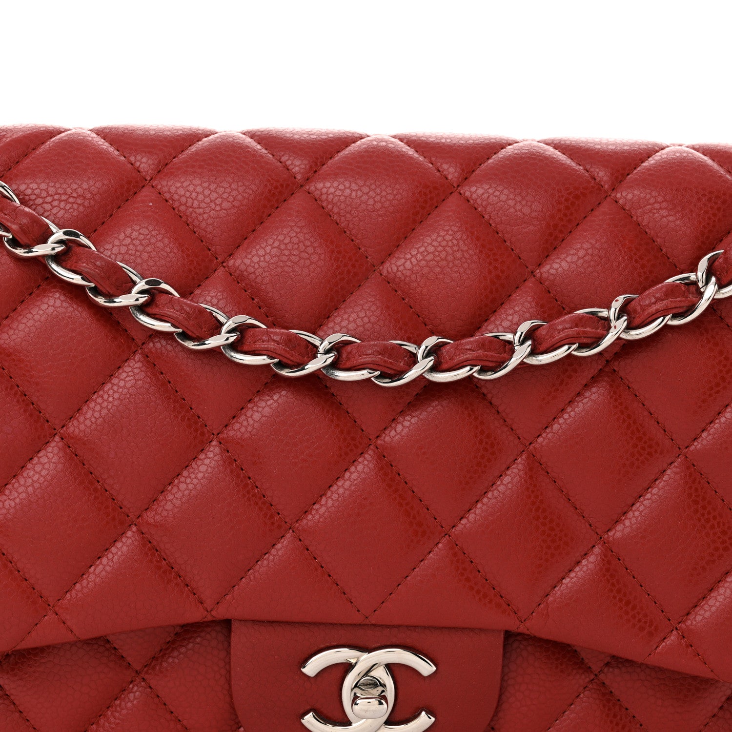 Chanel Caviar Quilted Jumbo Double Flap Red 8 of 14