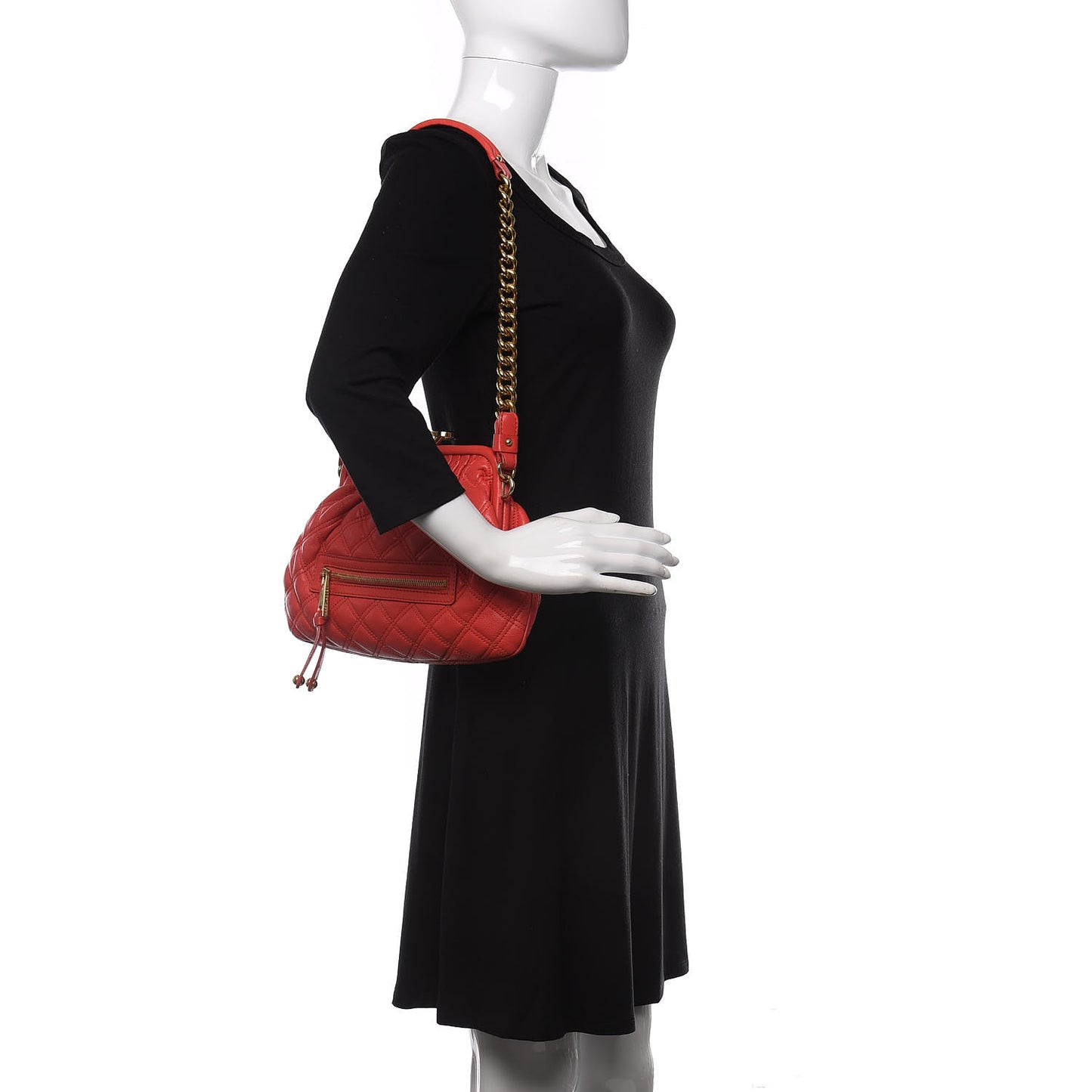 Calfskin Quilted Little Stam Red