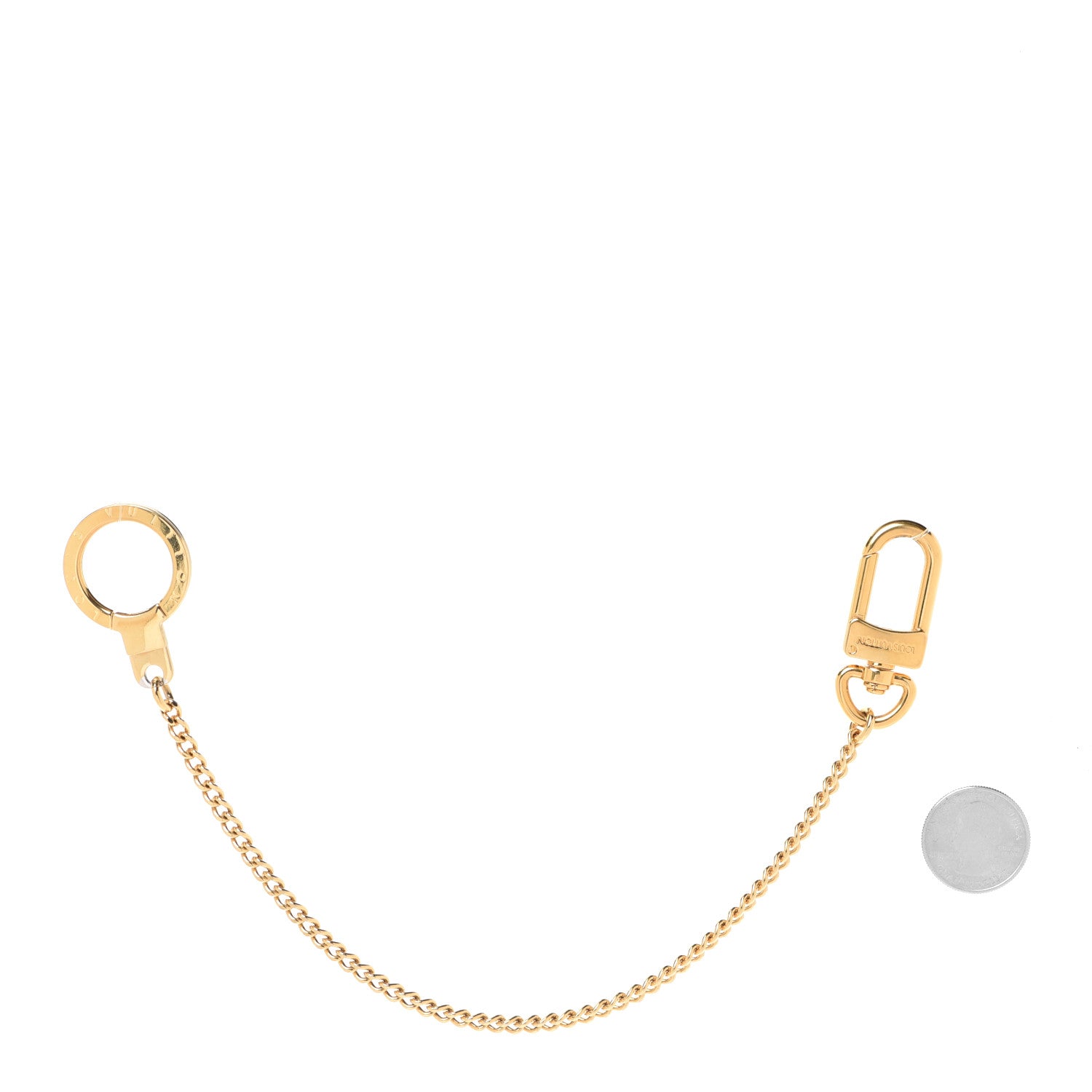 Louis Vuitton Metal Pochette Extender Key Ring Chain Gold 2 of 5