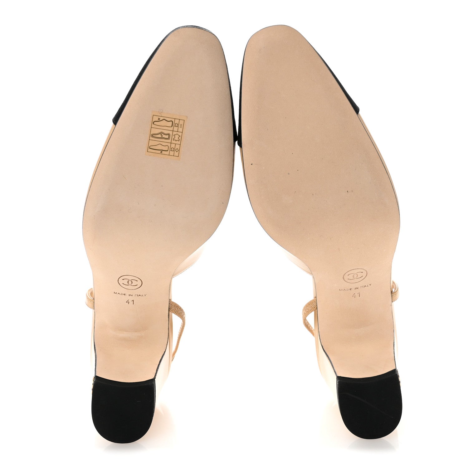 Chanel Goatskin Grosgrain Cap Toe CC Slingback Pumps 41 Beige Black 6 of 10